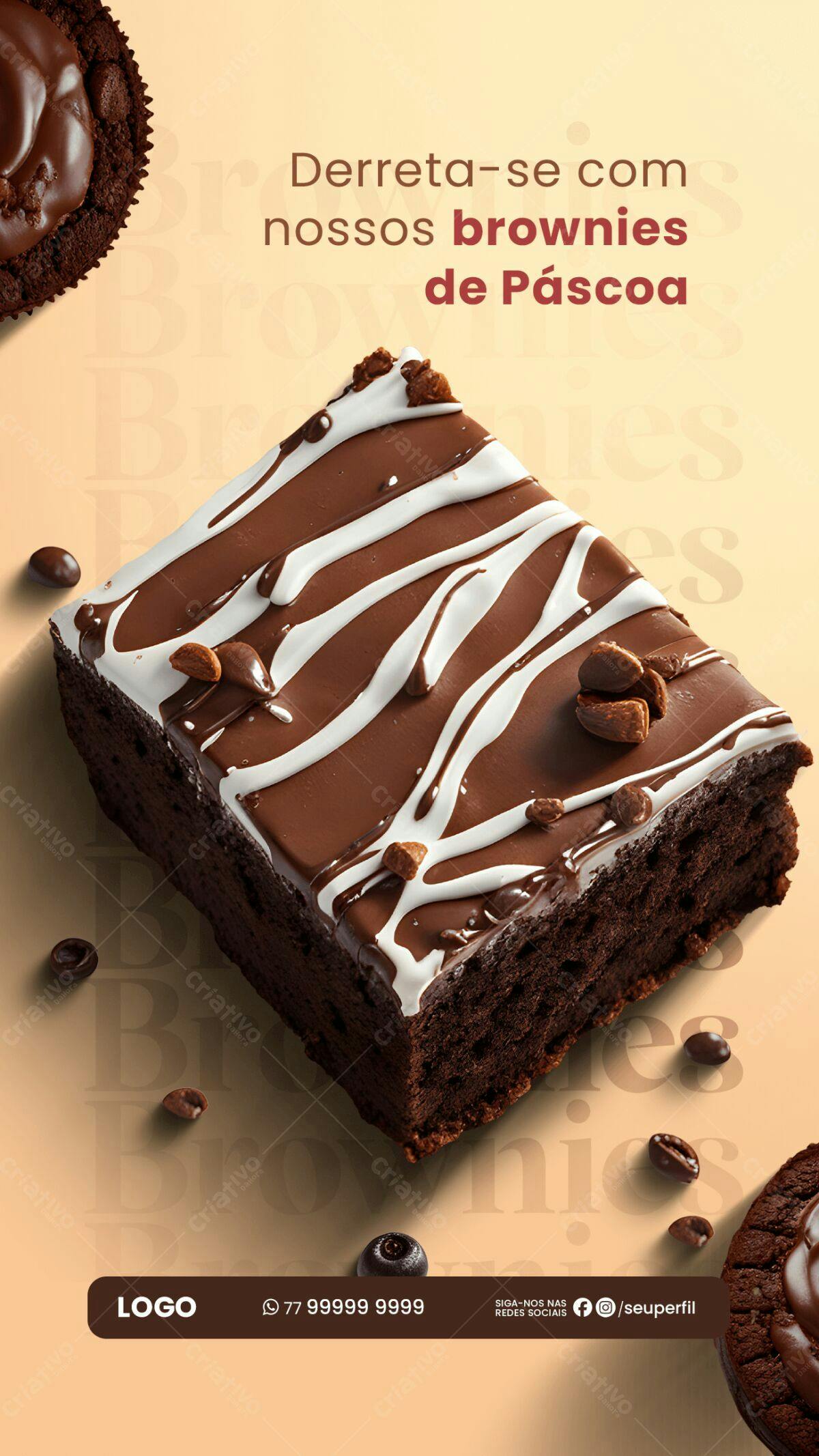 Flyer para Páscoa com Brownies PSD Editável