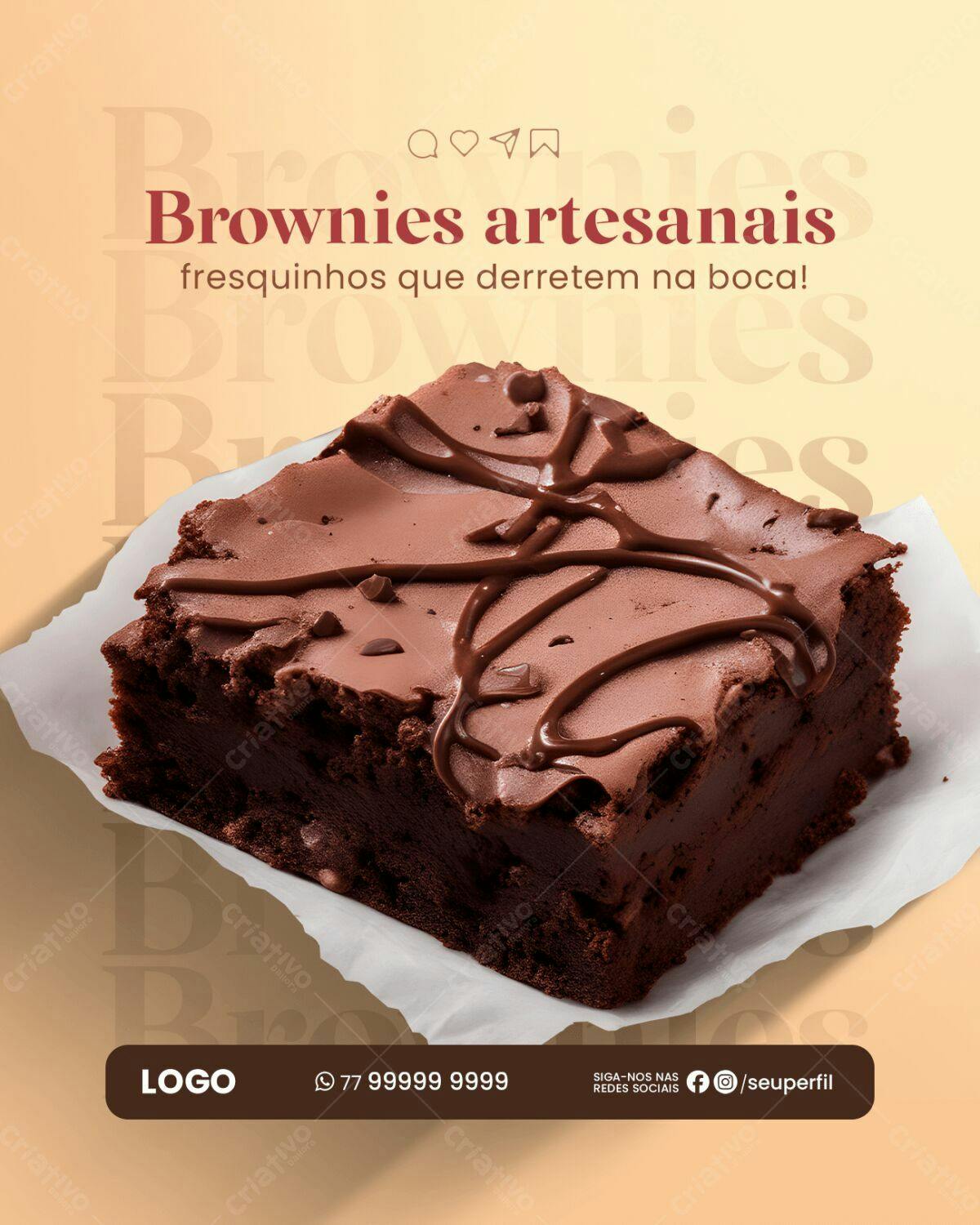 Post para Brownie Artesanal PSD Editável