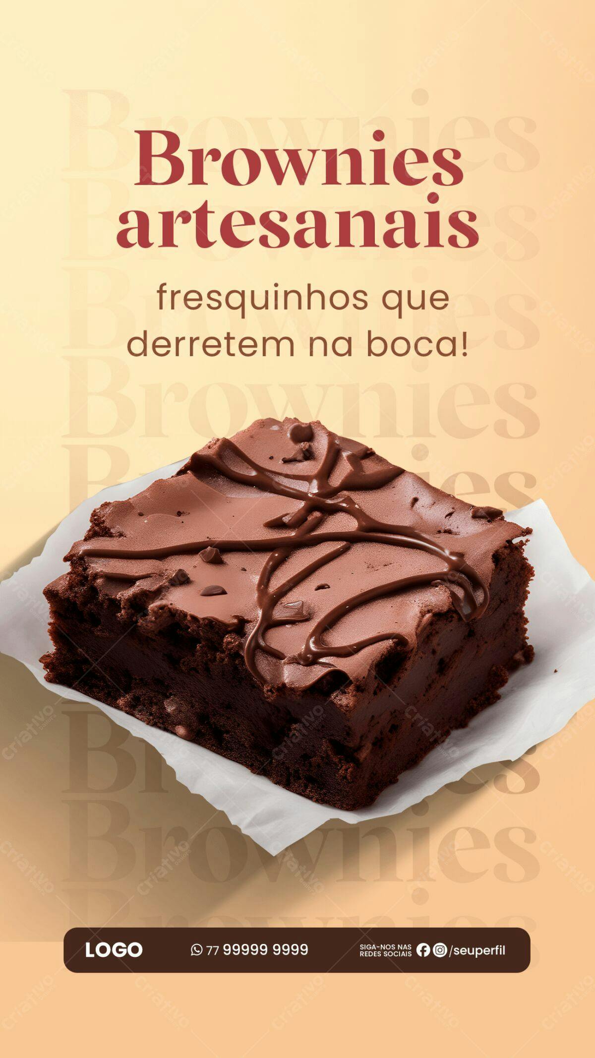 Flyer para Brownie Artesanal PSD Editável