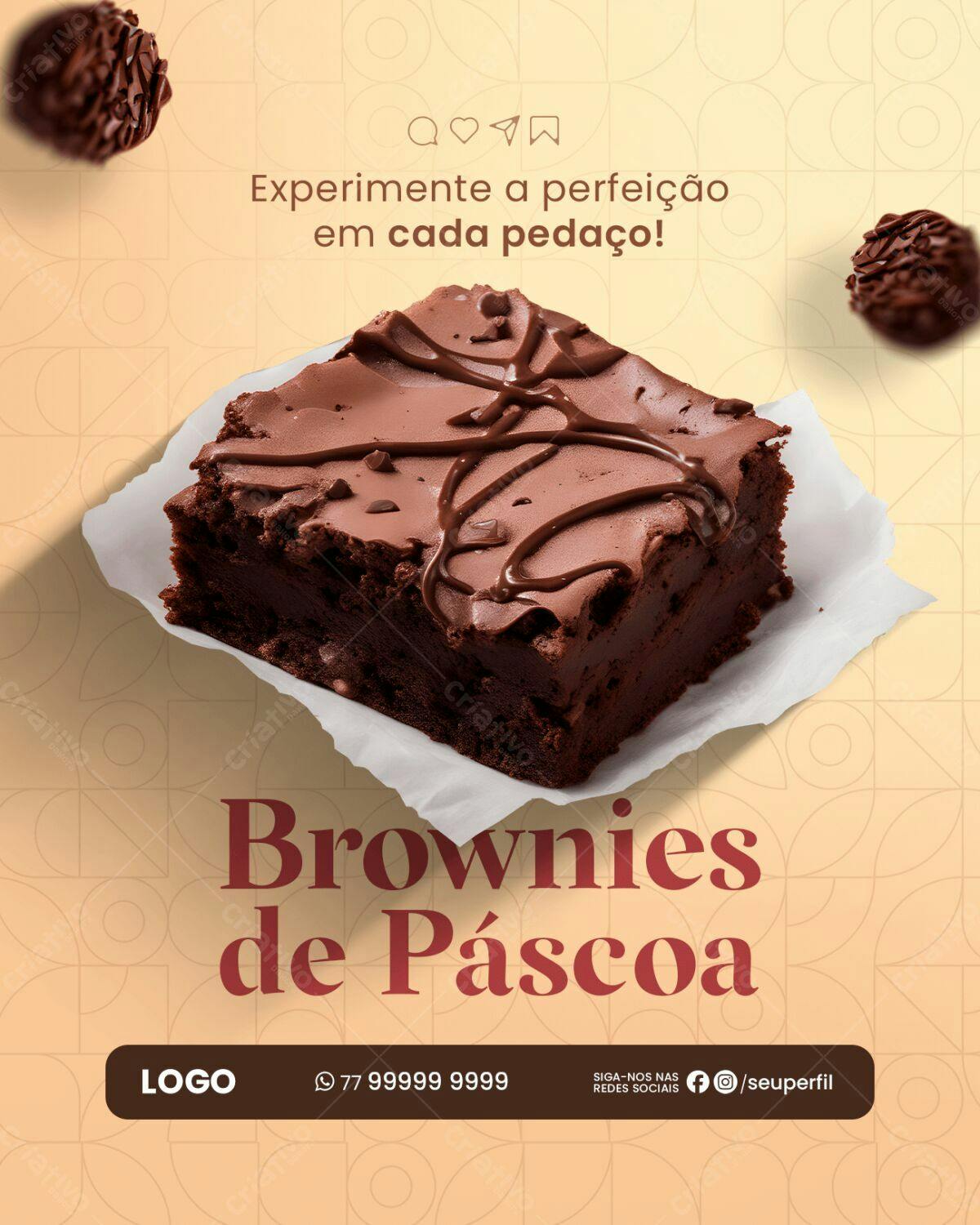 Flyer para Brownies de Páscoa PSD Editável