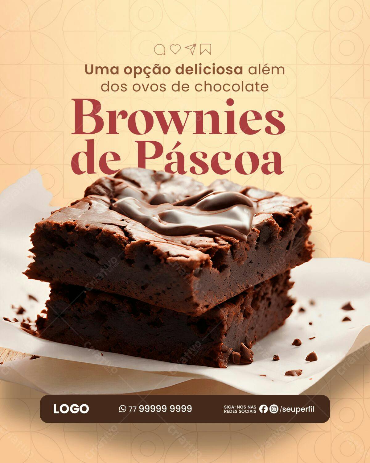 Postagem Instagram Brownies de Páscoa PSD Editável