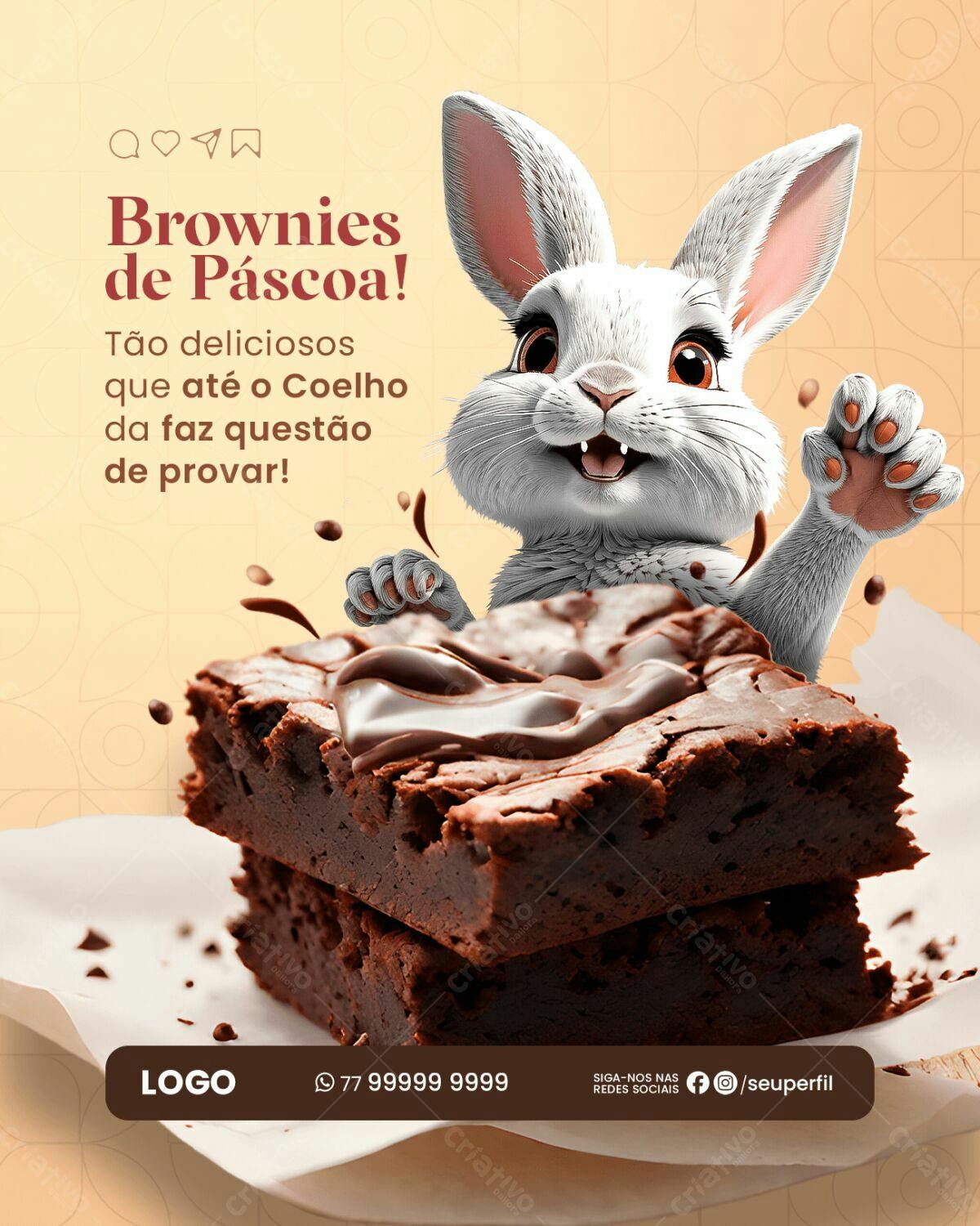 Flyer Páscoa Brownies PSD Editável