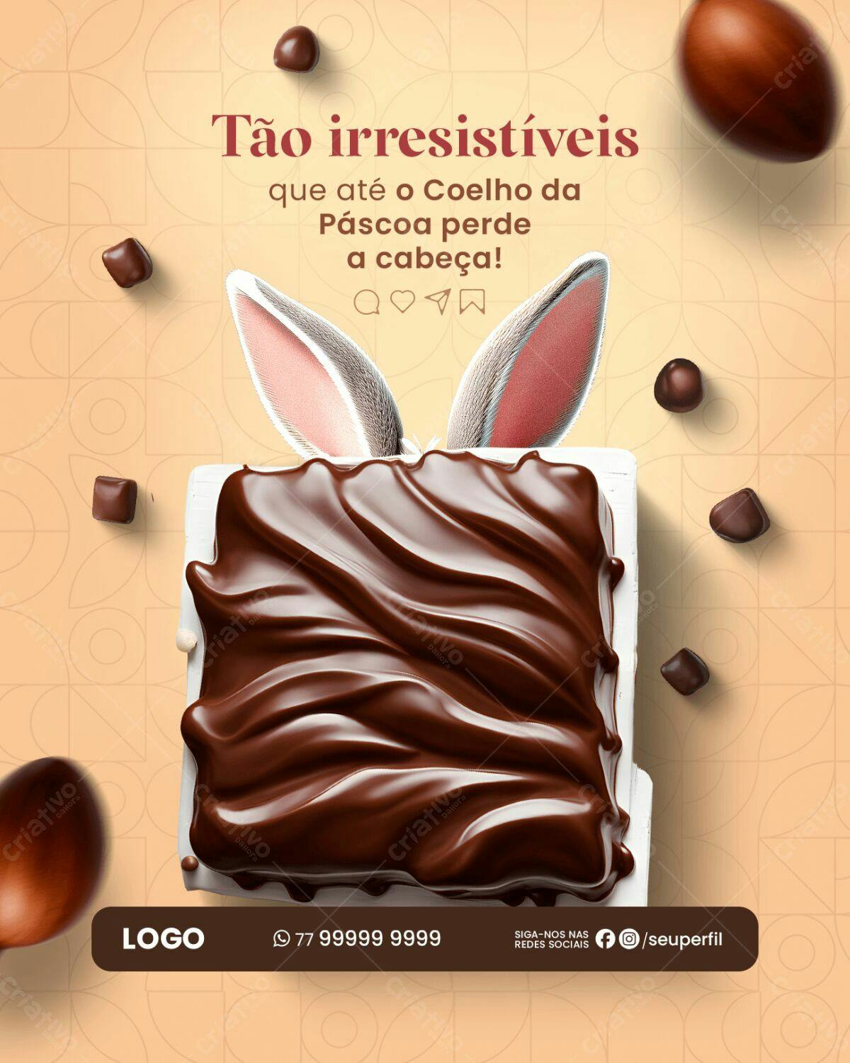 Post Páscoa com Chocolate PSD Editável