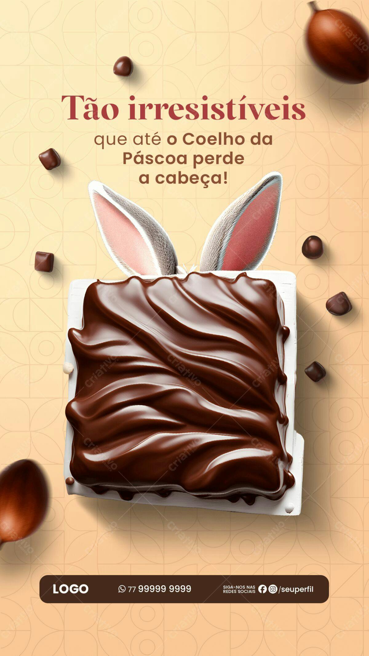 Flyer Páscoa Chocolate PSD Editável