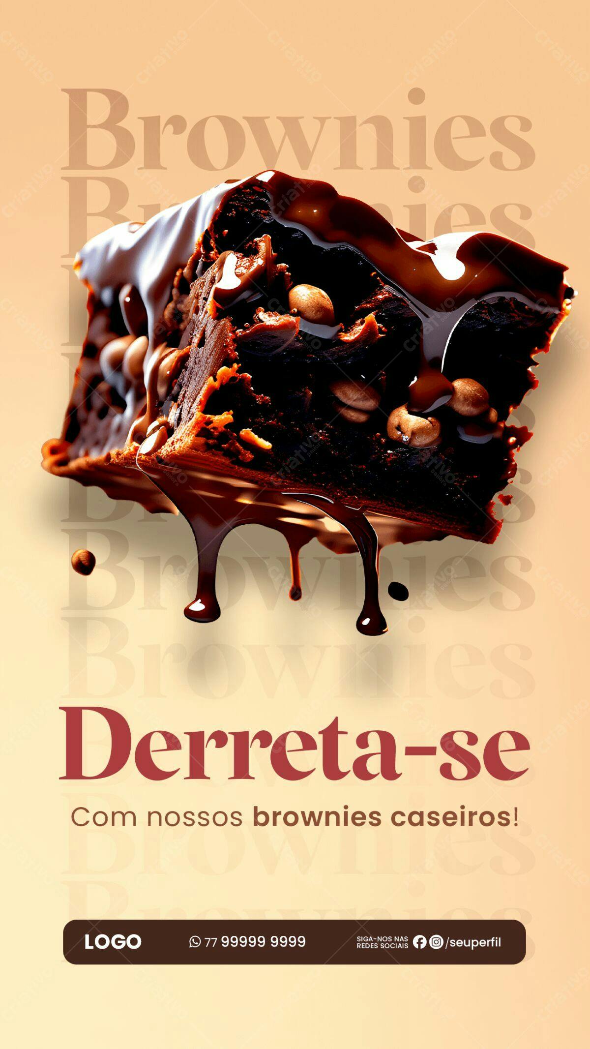 Flyer para Brownie Caseiro PSD Editável