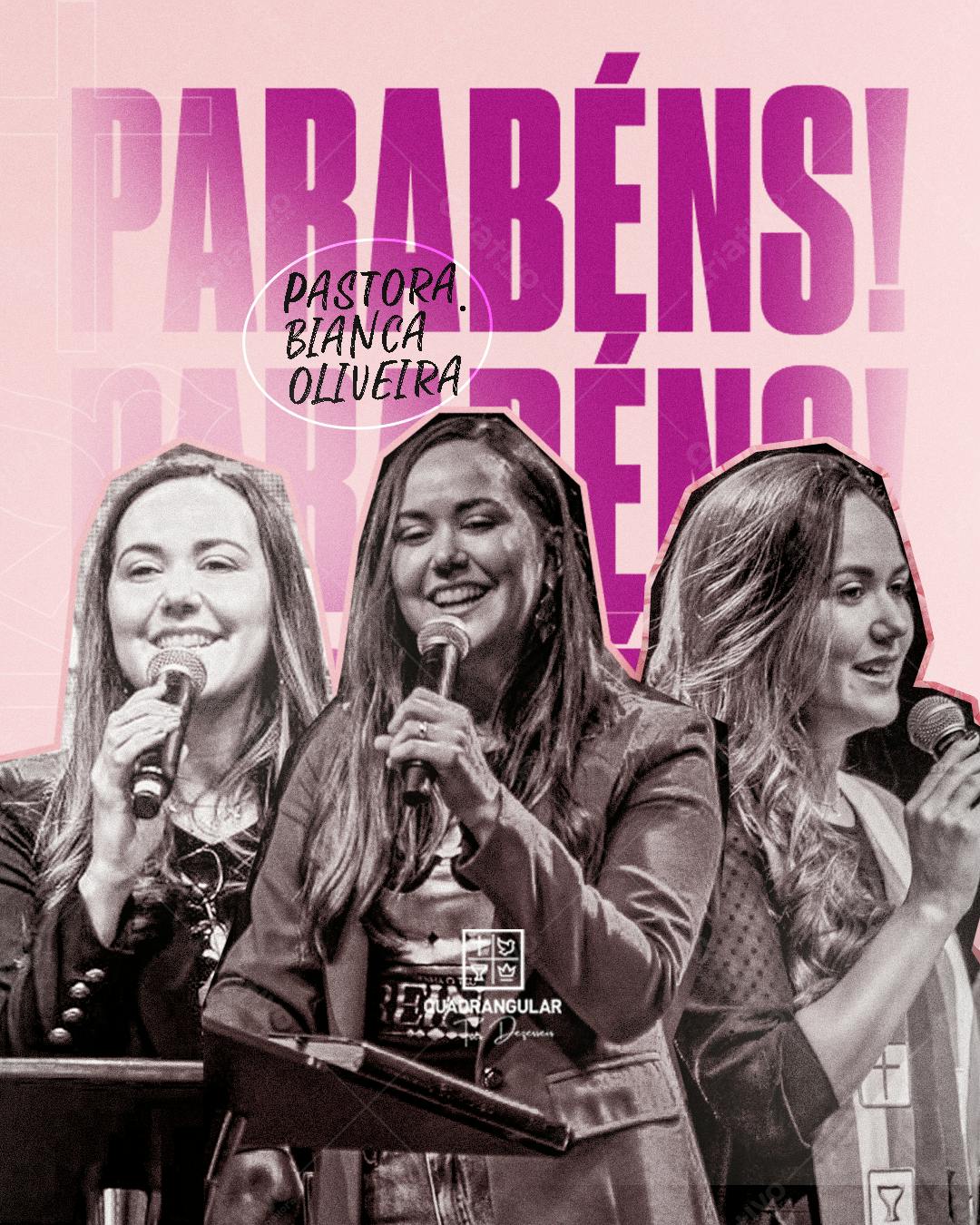 Flyer Aniversário Pastora Bianca Oliveira PSD Editável