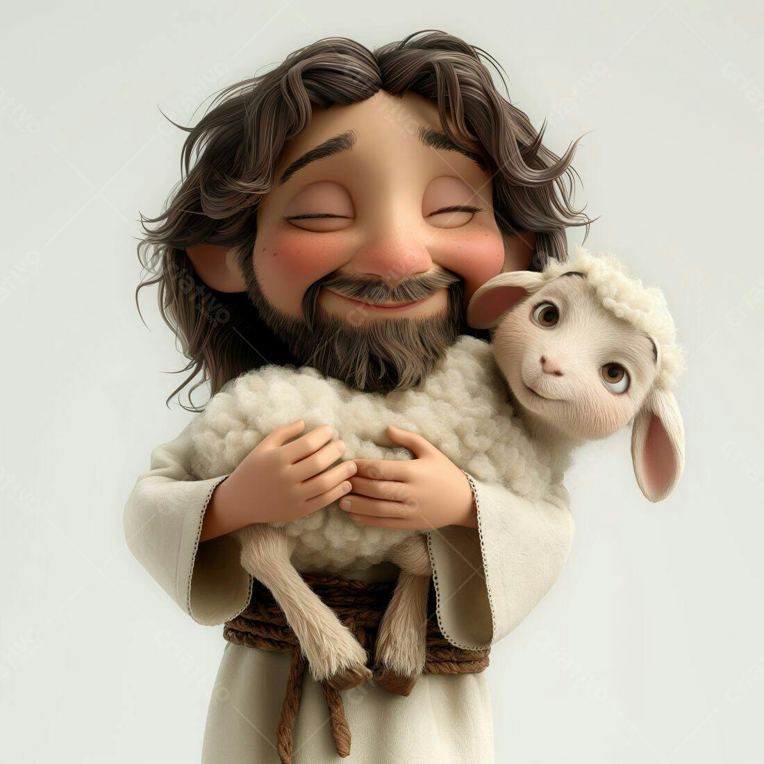 Jesus com cordeiro ilustração 3D