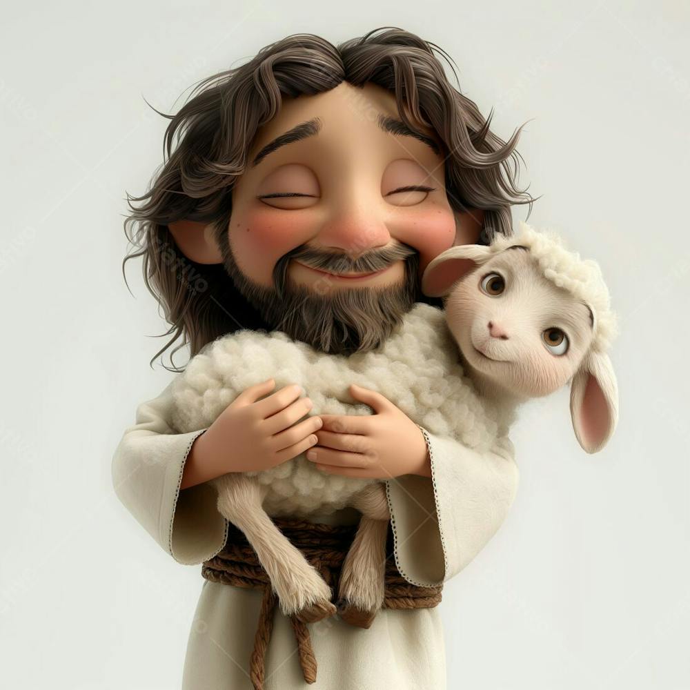 Designerdamissao Pixar 3D Style Clipart Of Jesus Holding A Fluf F 910B 162 148F 4975 Afd 7 A 86Eeff 68454