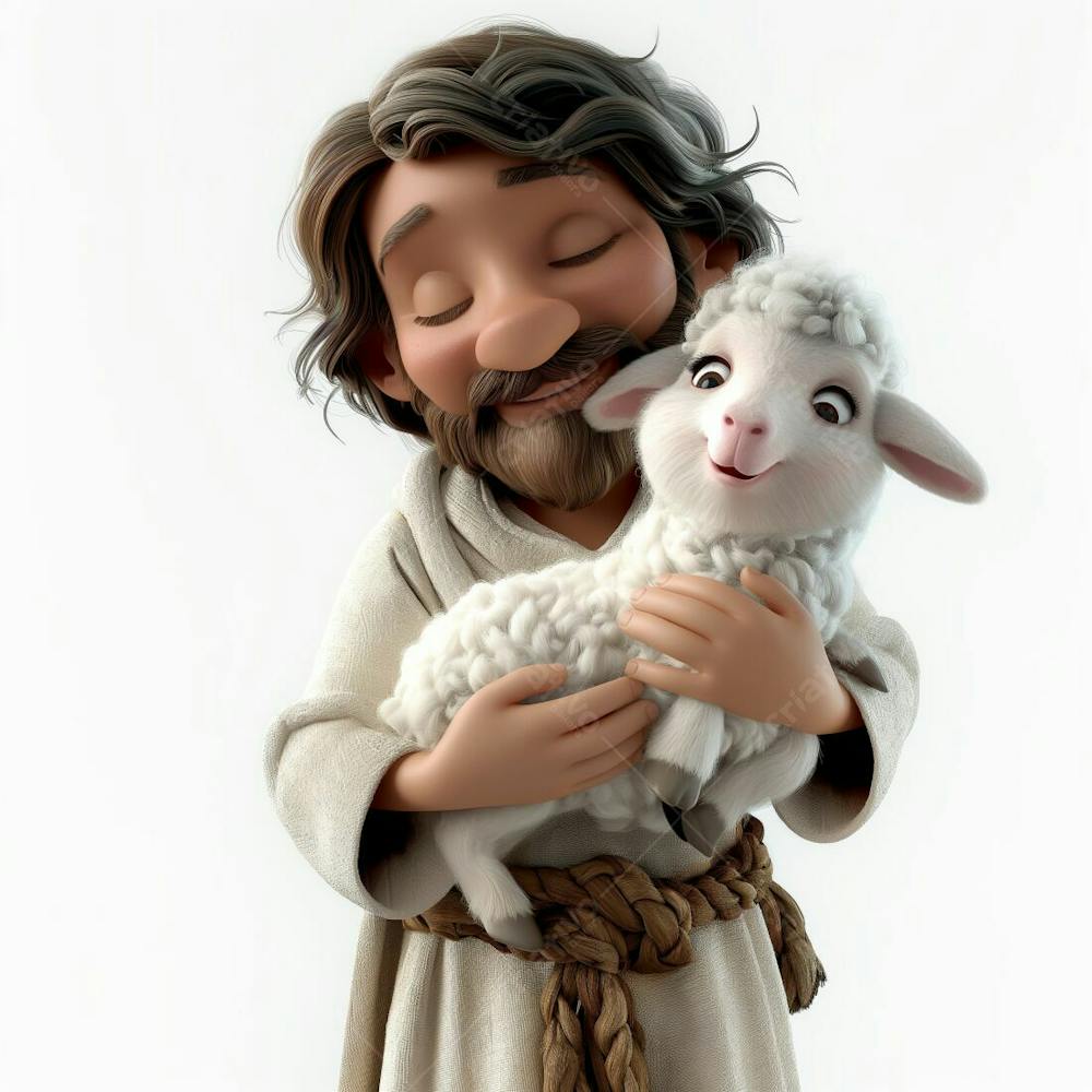 Designerdamissao Pixar 3D Style Clipart Of Jesus Holding A Fluf Ec 7397E 4 B 7Ed 4D 04 Bed 2 0124A 368890C