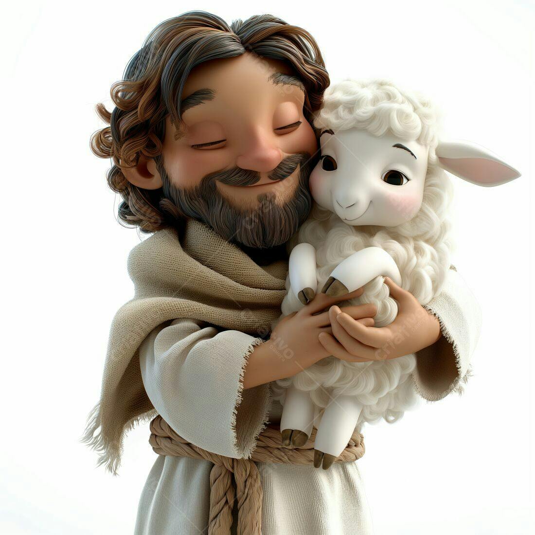 Jesus com cordeiro ilustração 3D