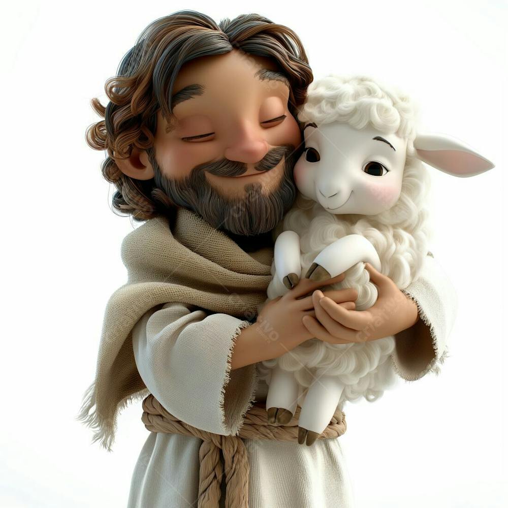 Designerdamissao Pixar 3D Style Clipart Of Jesus Holding A Fluf B 37Da 776 Ce 9B 4393 899E F 036A 4C 93Ef 9