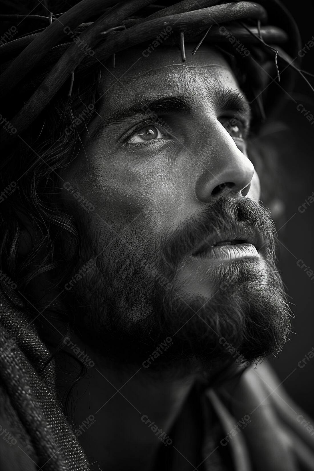 Jesus Cristo coroa de espinhos retrato monocromático