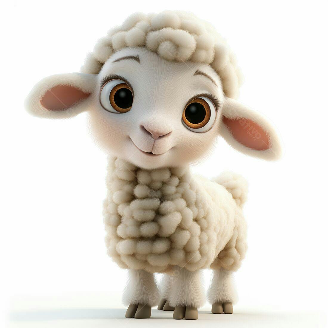 Ovelha fofa de desenho animado sorrindo