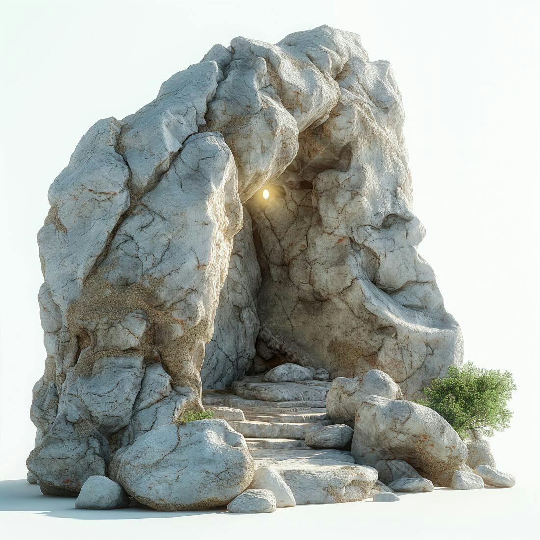 Gruta rochosa com entrada iluminada