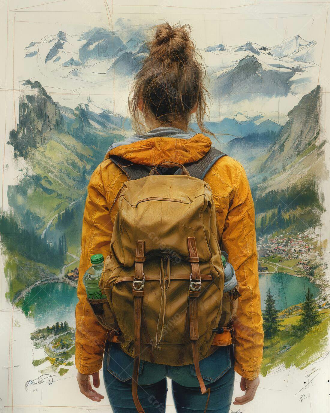 Mochila Amarela Montanhas Suíças
