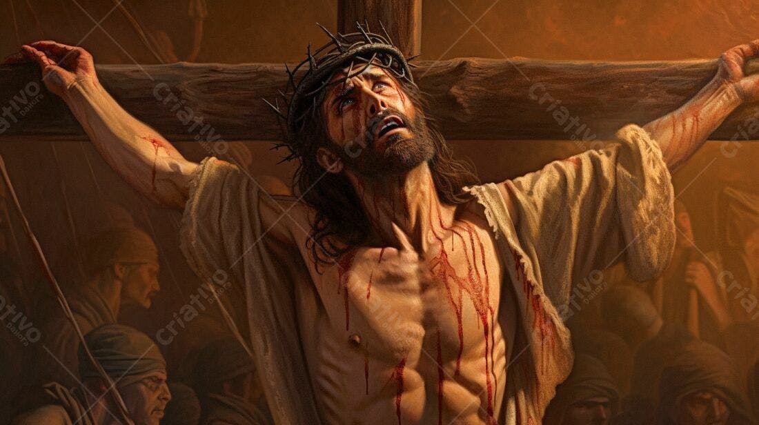 Jesus Cristo na cruz sofrendo