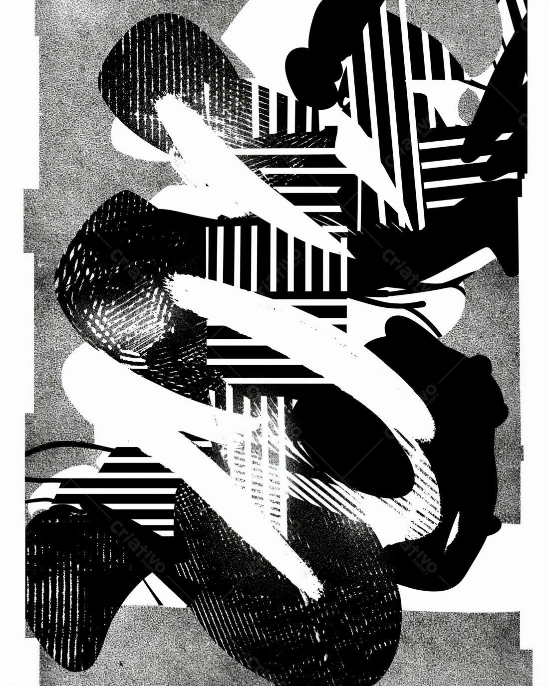 Arte Abstrata em Preto e Branco com Texturas
