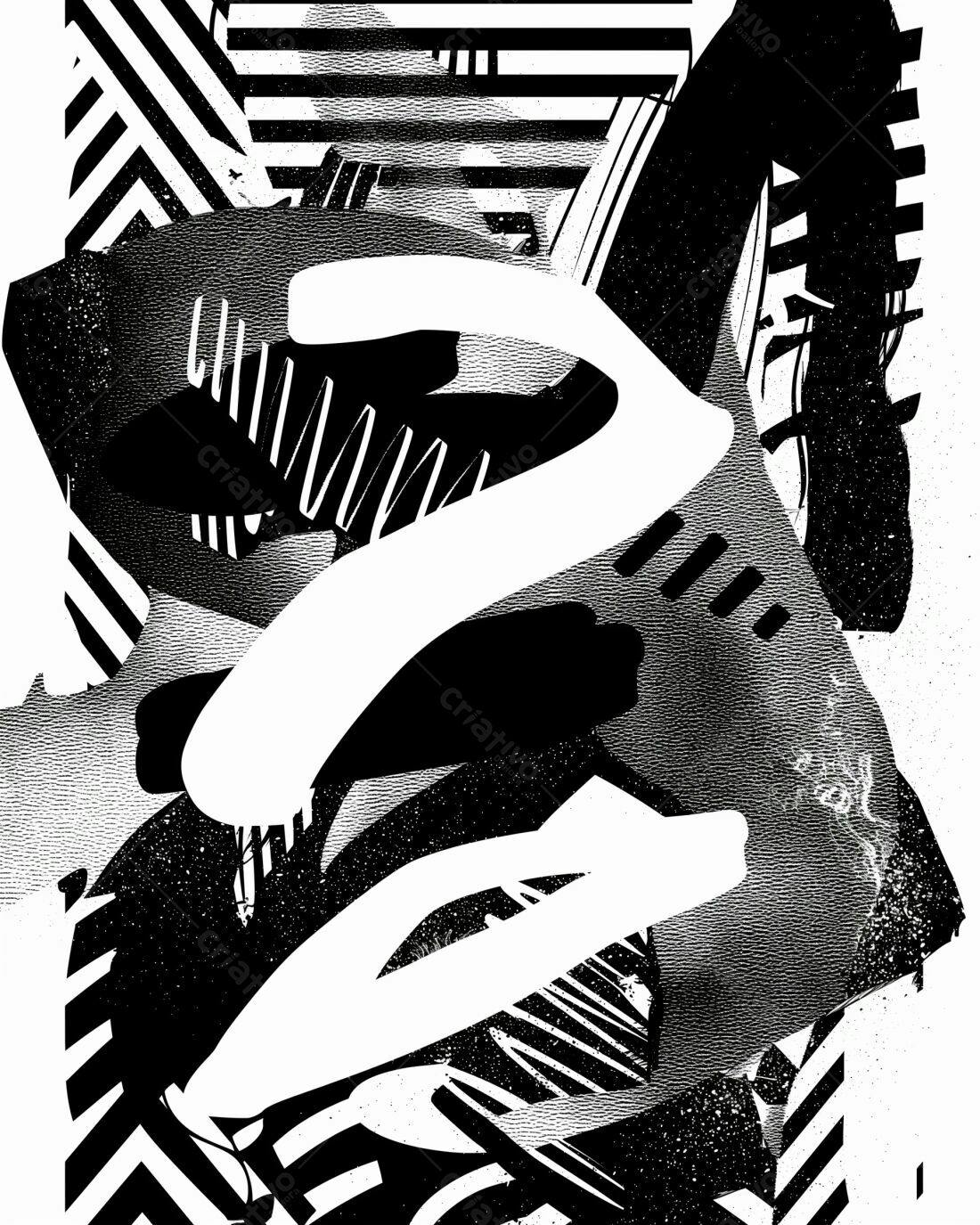 Arte Abstrata em Preto e Branco com Pinceladas