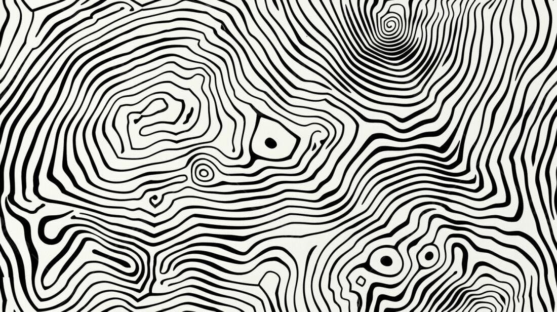 Padrão abstrato linhas curvas preto e branco