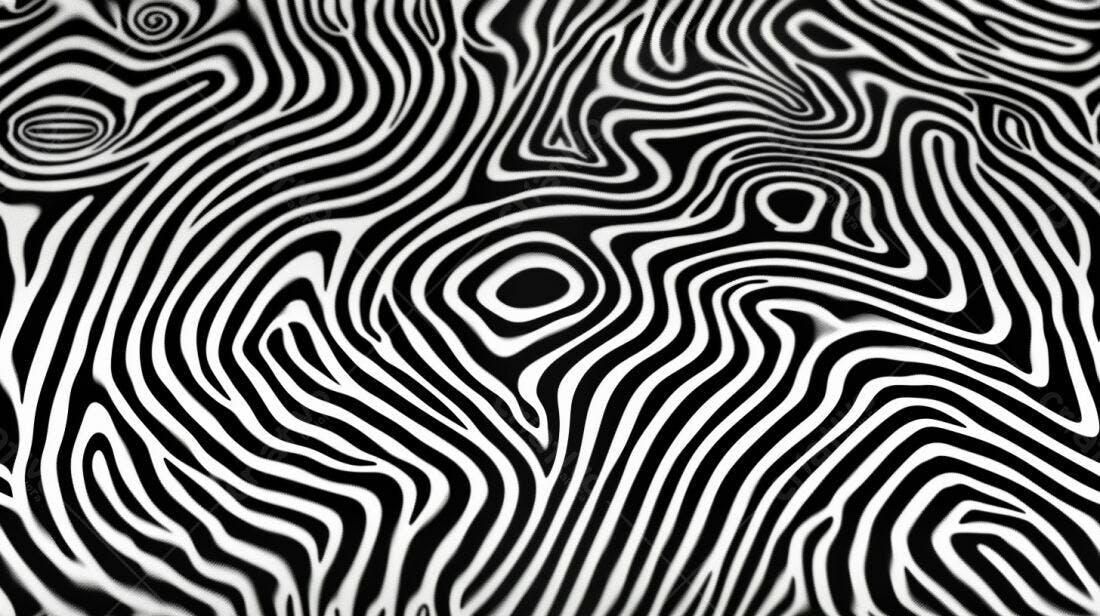 Padrão abstrato preto e branco ondulante