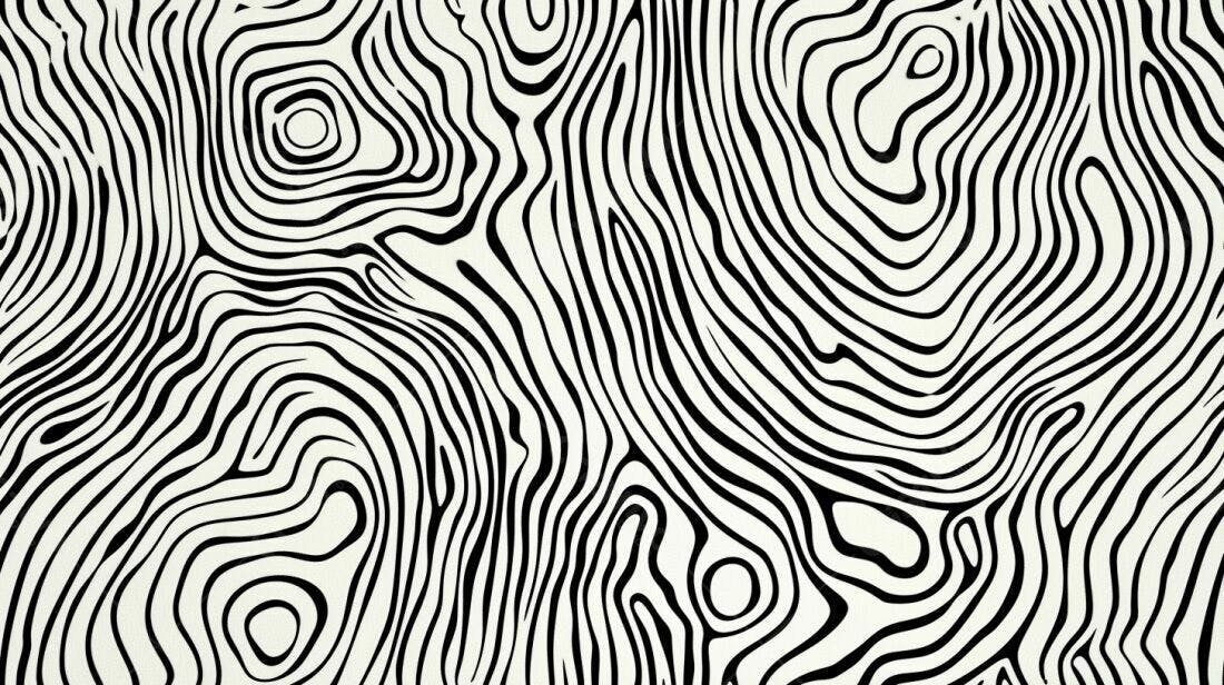 Padrão abstrato linhas curvas preto e branco