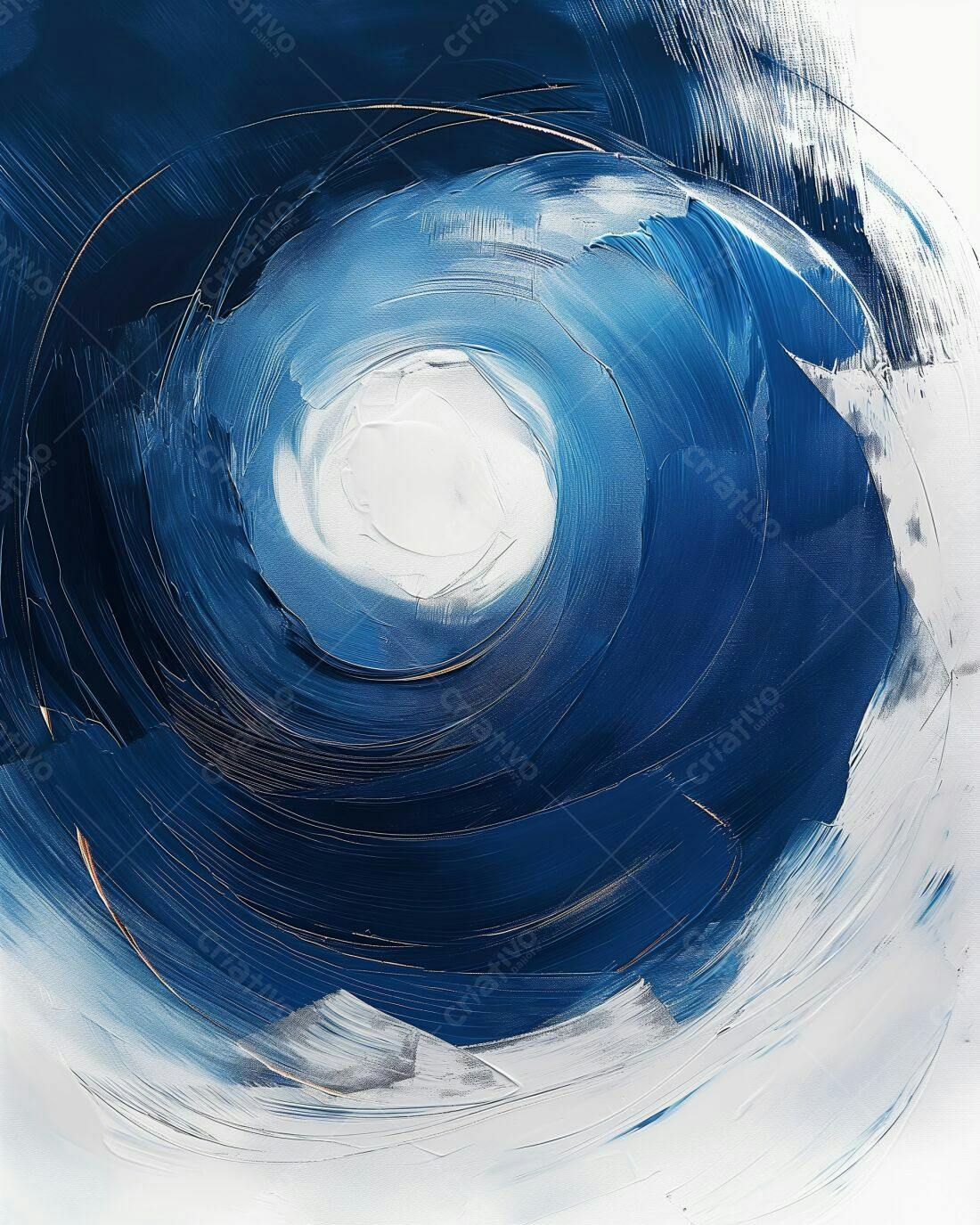 Arte Abstrata em Tons de Azul e Branco