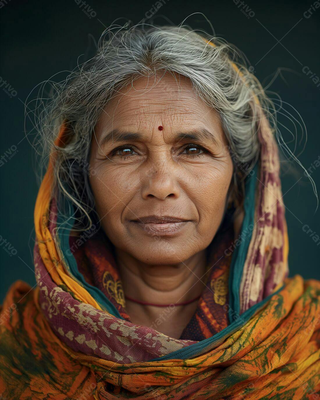 Retrato de mulher idosa indiana com véu