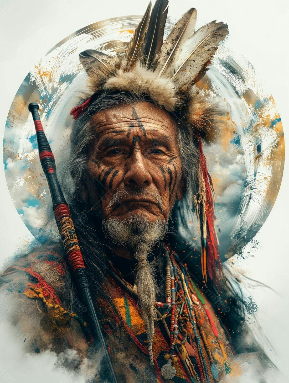 Retrato de Índio Ancião com Pena e Lança