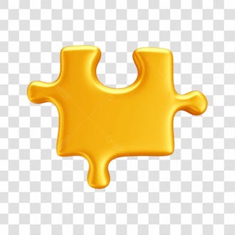 Asset 3d peça quebra cabeça amarelo em 3d campanha autismo abril azul com fundo transparente