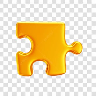 Asset 3d peça quebra cabeça amarelo em 3d campanha autismo abril azul com fundo transparente