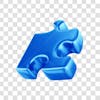 Asset 3d peça quebra cabeça azul em 3d campanha autismo abril azul com fundo transparente