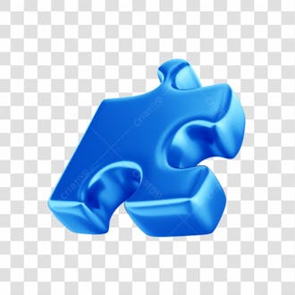 Asset 3d peça quebra cabeça azul em 3d campanha autismo abril azul com fundo transparente
