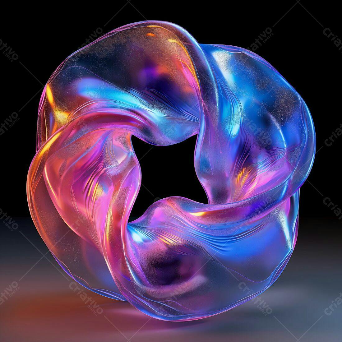 Forma Fluida Abstrata Rosa Azul