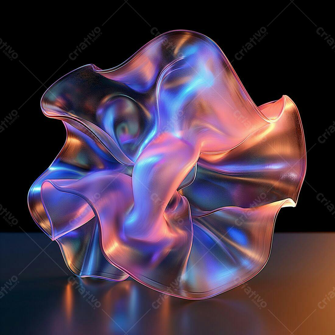 Forma Fluida Abstrata em Tons Rosa e Azul