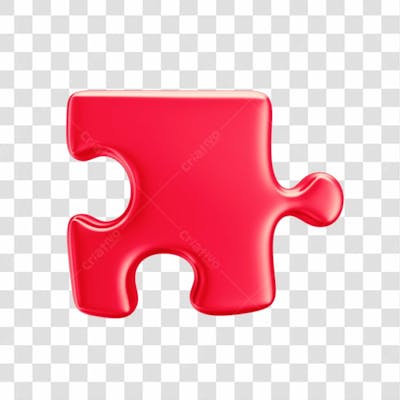 Asset 3D Peça Quebra Cabeça Vermelho Em 3D Campanha Autismo Abril Azul Com Fundo Transparente  (1)