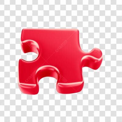 Asset 3D Peça Quebra Cabeça Vermelho Em 3D Campanha Autismo Abril Azul Com Fundo Transparente  (3)