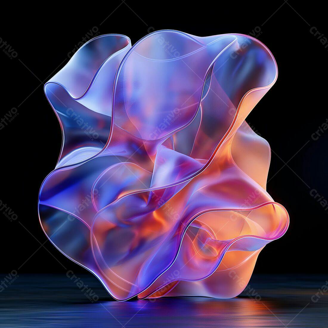 Escultura Abstrata com tons Roxo e Laranja