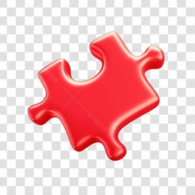 Asset 3D Peça Quebra Cabeça Vermelho Em 3D Campanha Autismo Abril Azul Com Fundo Transparente  (9)