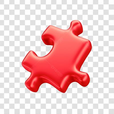 Asset 3D Peça Quebra Cabeça Vermelho Em 3D Campanha Autismo Abril Azul Com Fundo Transparente  (11)