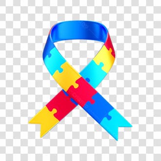 Asset fita laço quebra cabeça colorido campanha abril azul autismo com fundo transparente