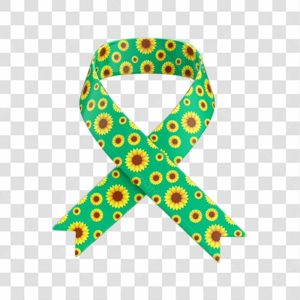 Asset Fita Laço Verde Com Girassóis Campanha Abril Azul Autismo Com Fundo Transparente (4)