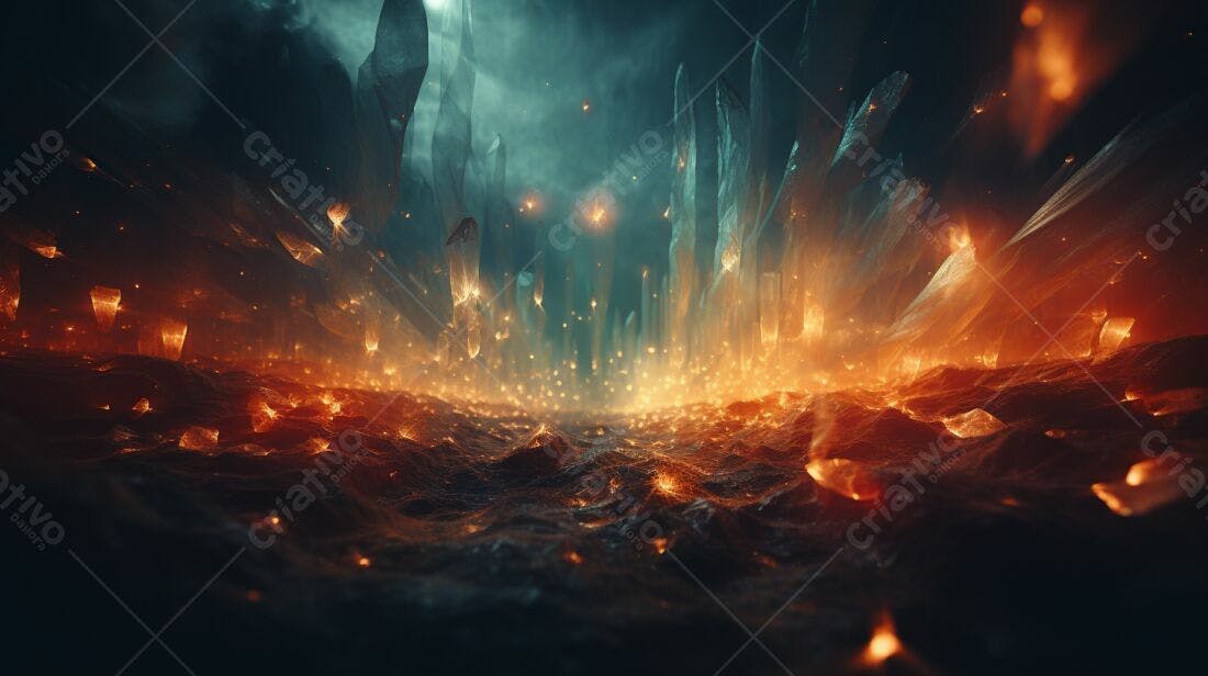 Textura Cristal Fogo e Gelo para Fundo Fantástico