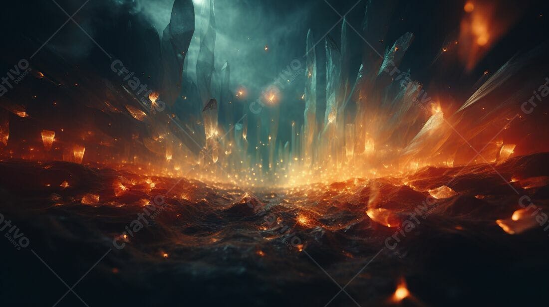 Textura Cristais e Lava para Fundo Fantástico