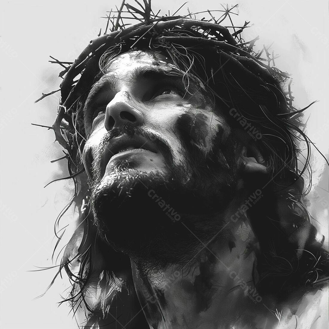 Jesus Cristo Coroa de Espinhos Monocromática
