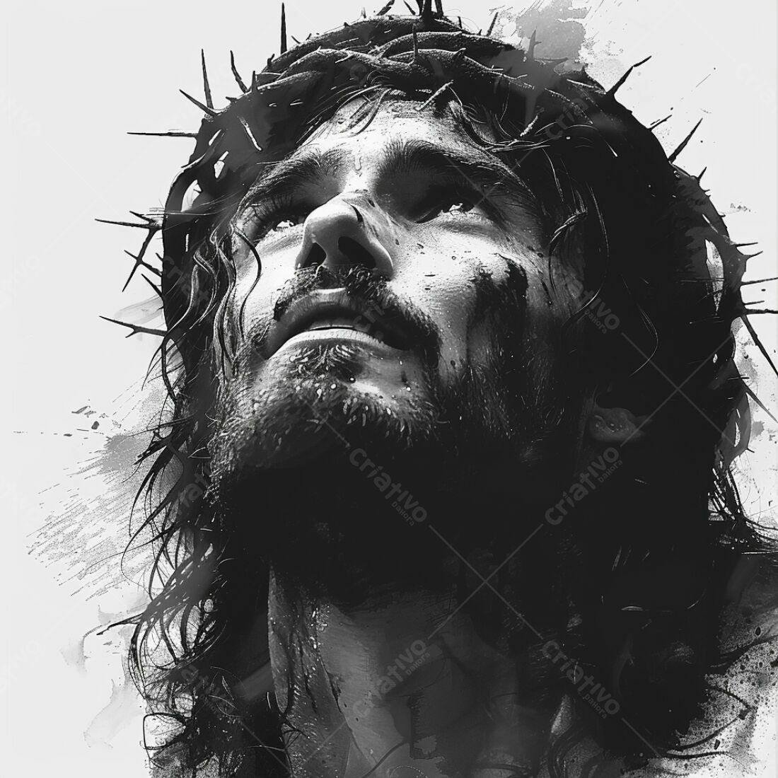Jesus Cristo coroa de espinhos monocromática