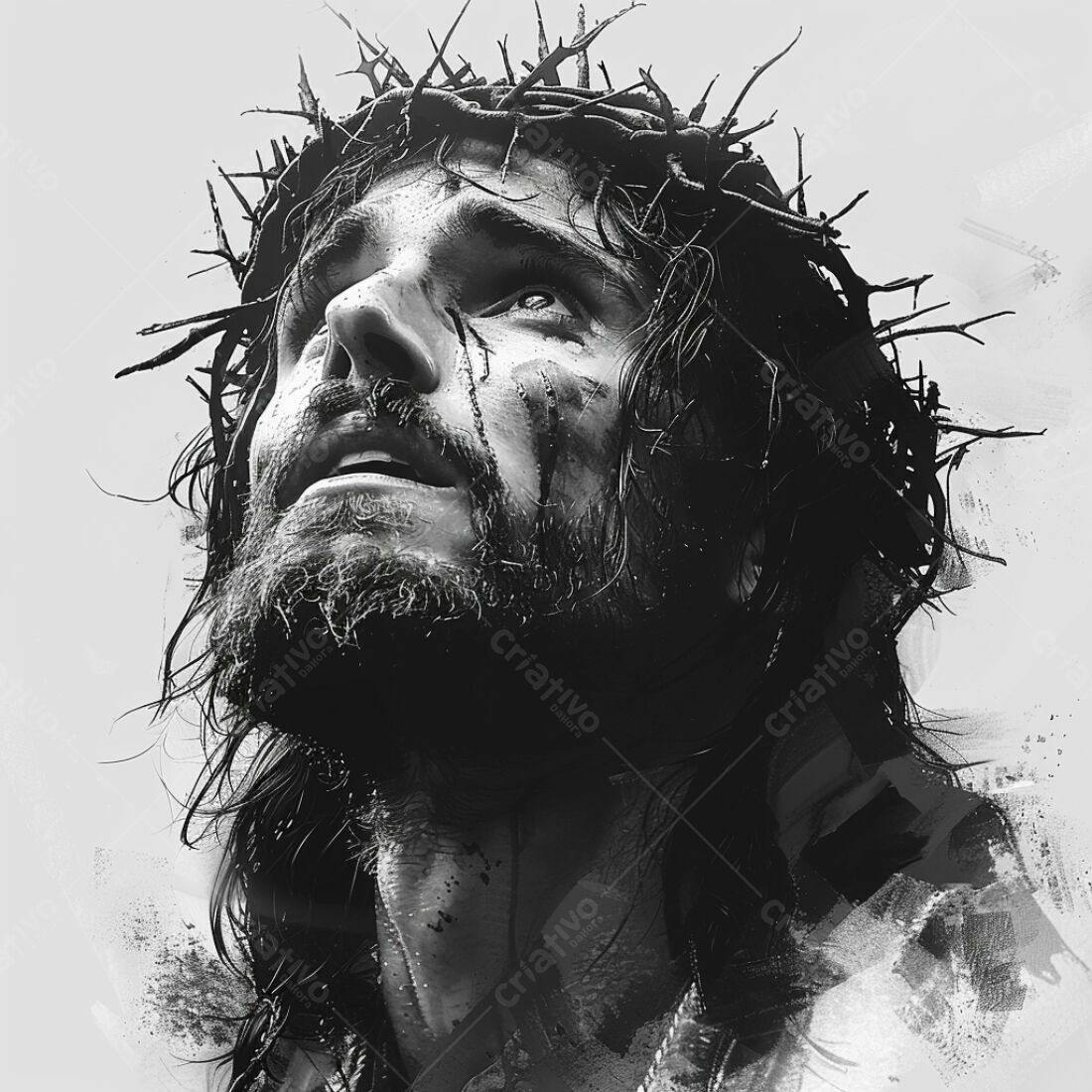 Jesus Cristo Coroa de Espinhos Monocromática