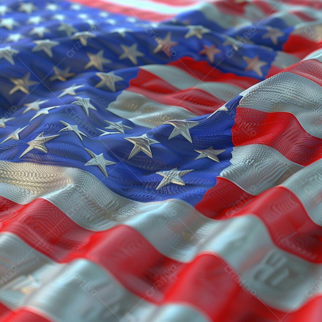 Bandeira Americana em Detalhe