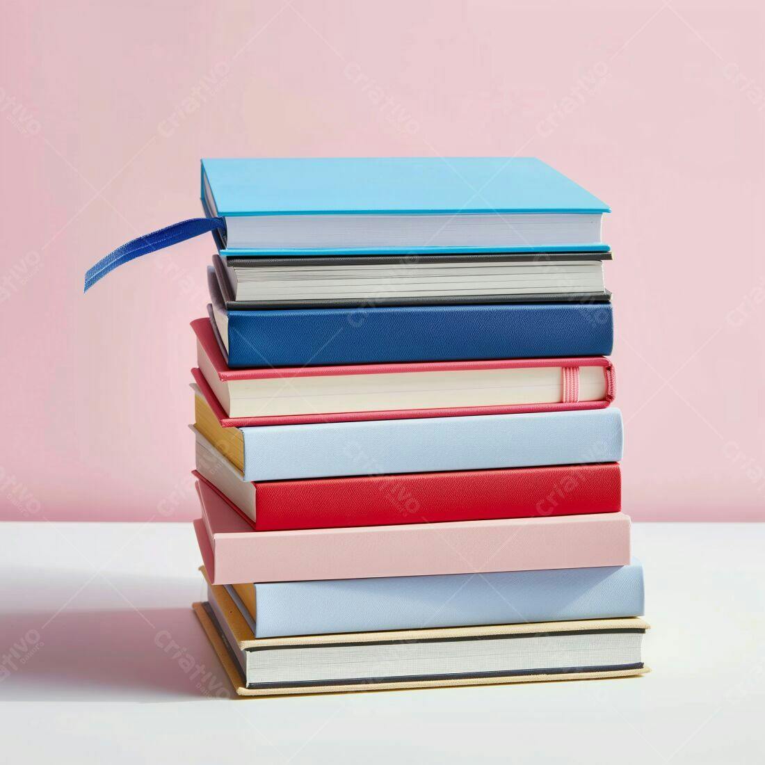 Pilha de livros coloridos sobre mesa