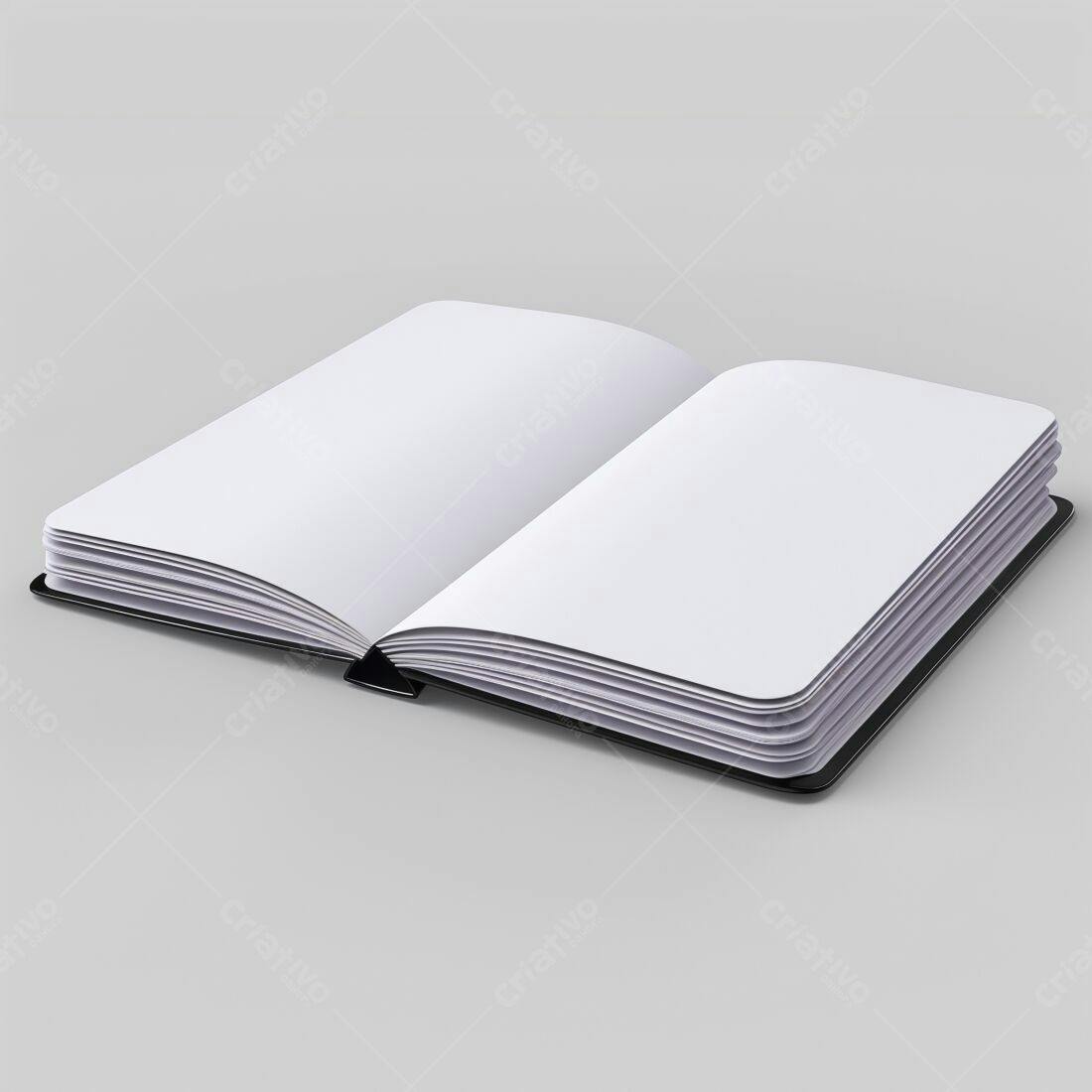 Caderno aberto com páginas em branco