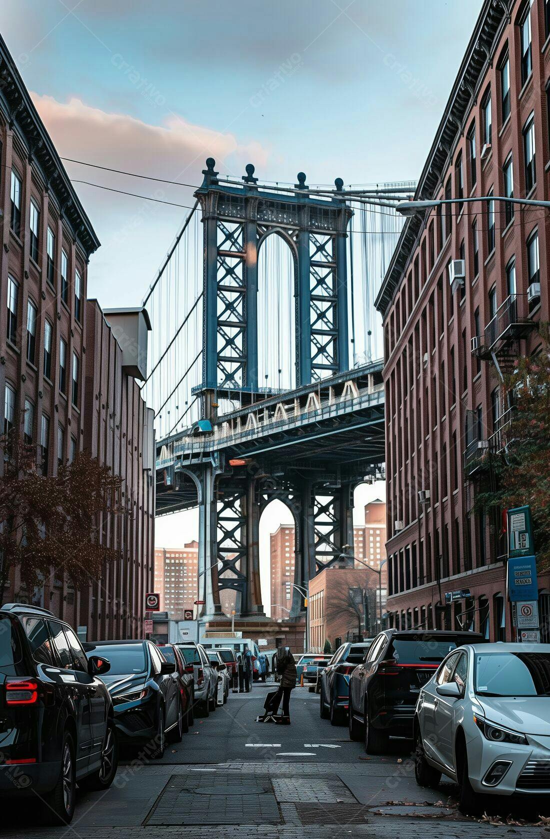 Manhattan Bridge vista urbana carros